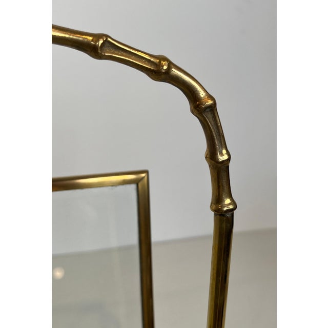 Brass 1940s Faux bamboo bronze and brass magazine rack by Maison Baguès For Sale - Image 8 of 12