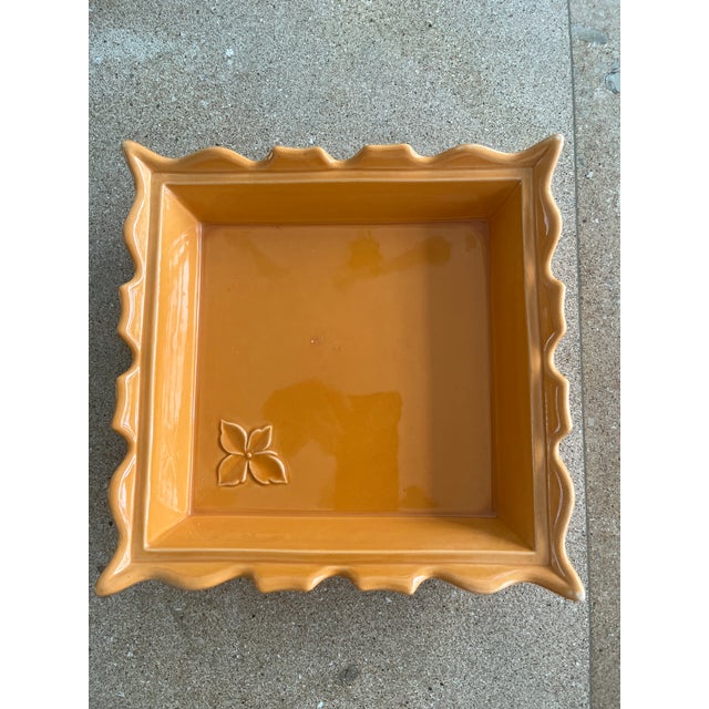 This lively Orange Appolia Square Stoneware Oven Baking Dish is made in France and has a beautiful scalloped edge and a...