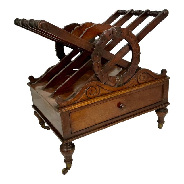 Antique Regency Style Mahogany Canterbury Magasine Rack For Sale