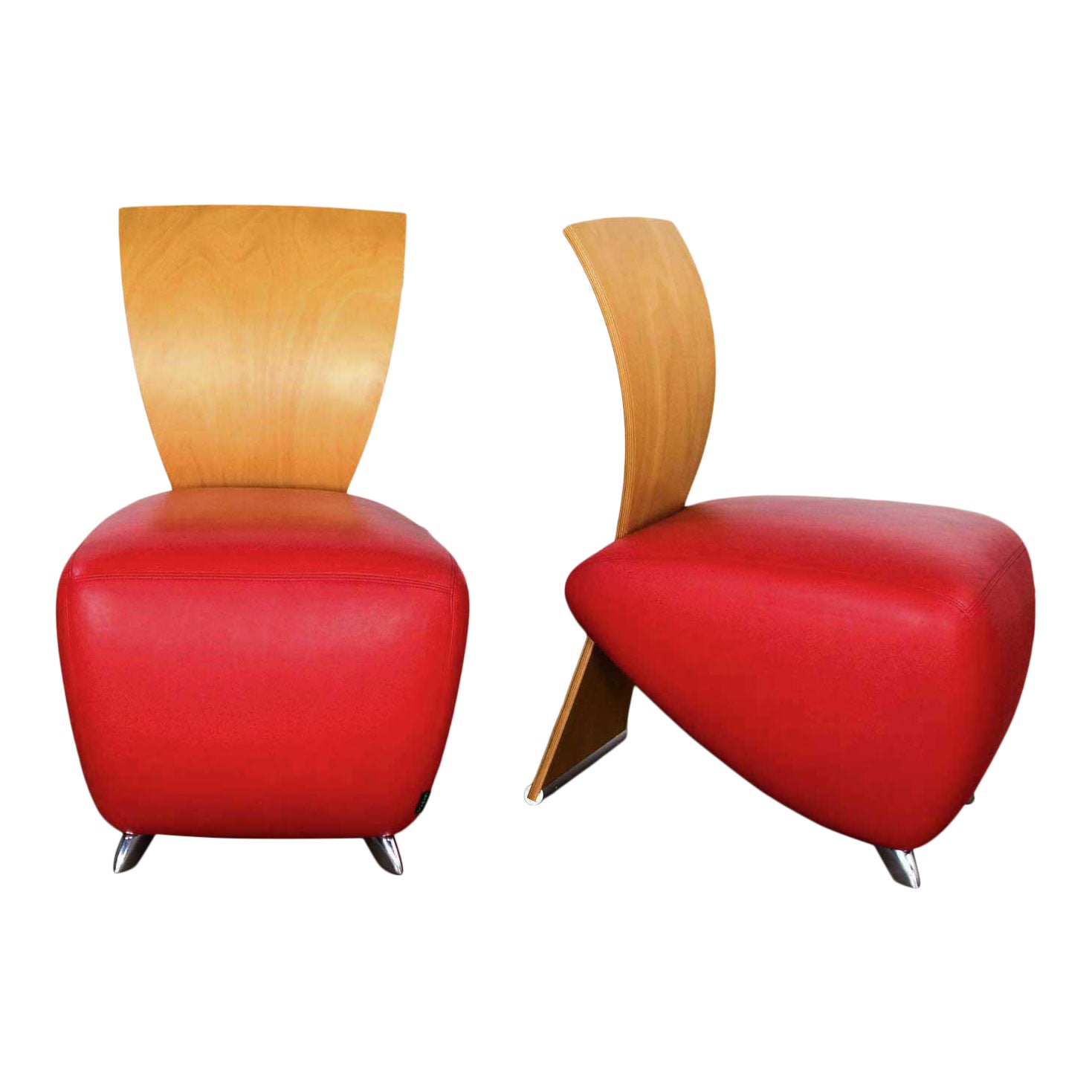 Vintage Dauphin Bobo Postmodern Accent Chairs by Dietmar Sharping Red