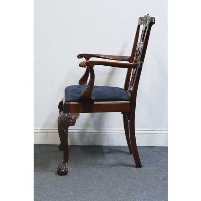 Late 20th Century High End Vintage Solid Mahogany Traditional Chippendale Style Dining Arm Chair 102488 For Sale - Image 5 of 10