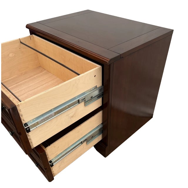 Traditional Lateral File Cabinet, Two Locking Drawers Keys, Desk Height Banded Mahogany 1a For Sale - Image 3 of 11