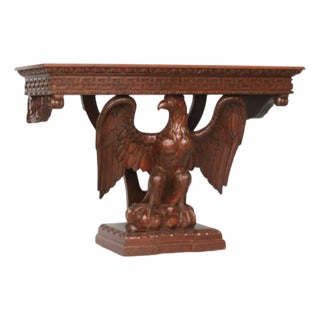 Late 19th Century American Neoclassical Hand-Carved Eagle Console Table For Sale