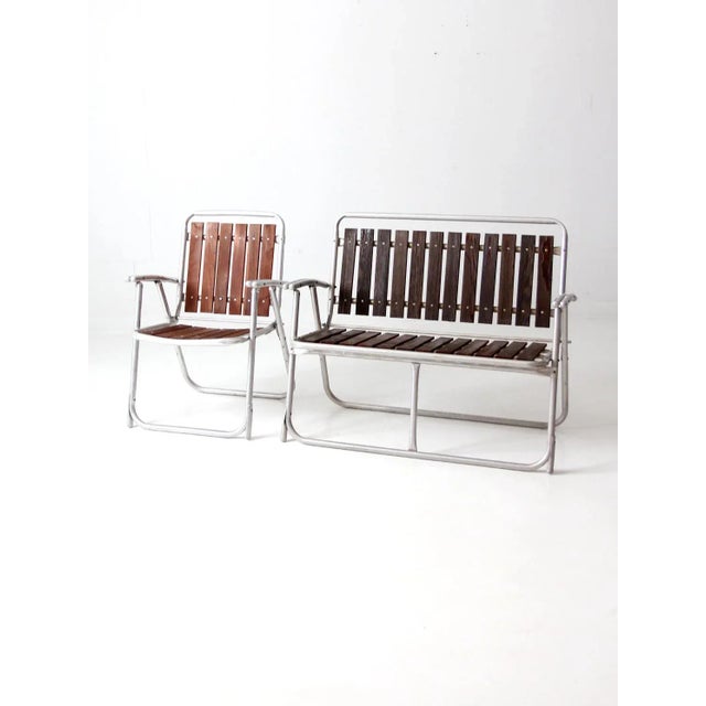 Mid Century Folding Outdoor Chair and Table Set For Sale - Image 13 of 13