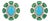 Retro 6.53ct Turquoise Emerald & Diamond Floral Stud Earrings in 14k Gold- 2 Pieces For Sale