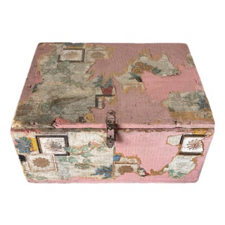 Antique Pink Wooden Box For Sale