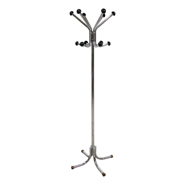 Rotating Parrot Coat Rack with 12 Chrome Hooks and Plastic Half Spheres, 1960s For Sale