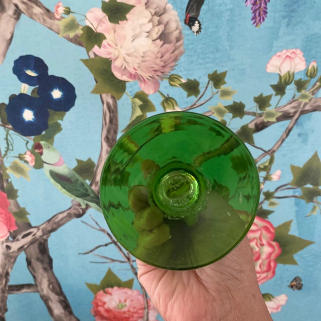 Late 20th Century Essie Zareh Green Blown Glass Candlesticks- a Pair For Sale - Image 11 of 11