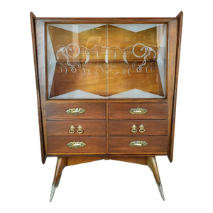 Vintage Mid-Century Modern Glass-Fronted Cabinet, Italy, 1950s