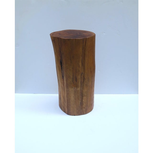Contemporary Pedestal Side Drinks Table, Natural Wood Trunk, Organic Modern Style For Sale - Image 3 of 16