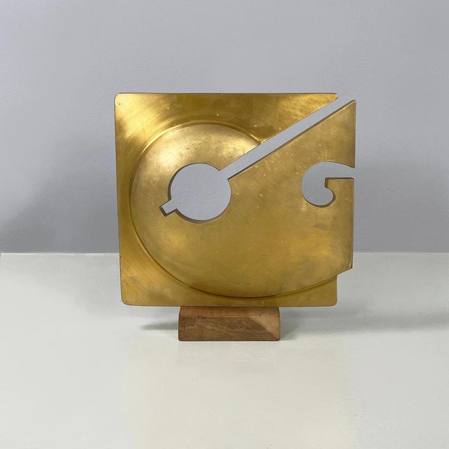 Italian modern brutalist Brass sculpture by Edmondo Cirillo, 1970s Brass sculpture with a rectangular base with reference...