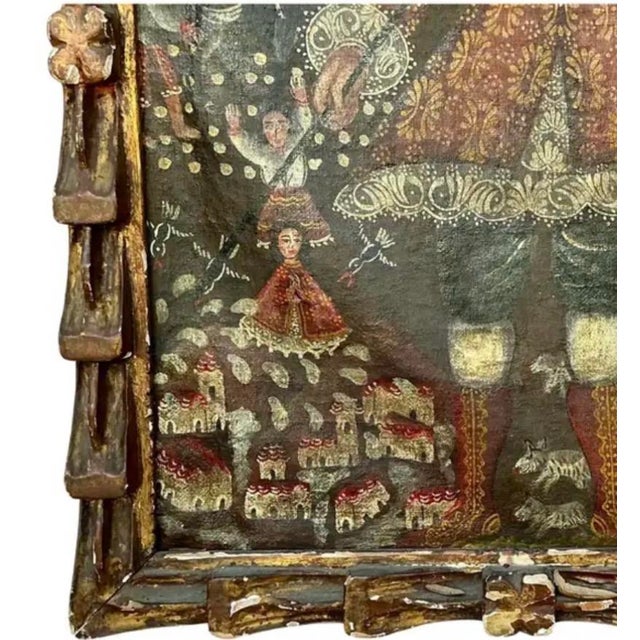 19th Century Cuzco School Oil on Canvas Painting of San Isidoro, Antique, Framed For Sale - Image 5 of 8