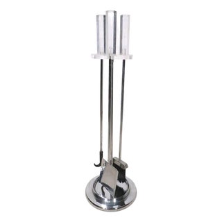 Vintage Lucite and Chrome Fireplace Tool Set For Sale