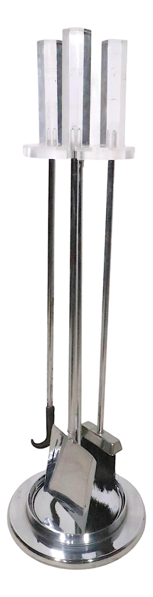 Vintage Lucite and Chrome Fireplace Tool Set