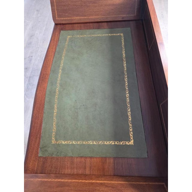 Antique Edwardian Inlaid Maghogany Desk with Leather Top For Sale - Image 4 of 5