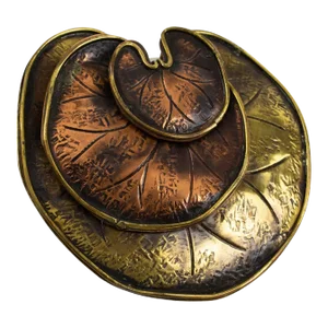 Fabrice Paris Brass and Copper Pin Brooch Water Lily Leaves