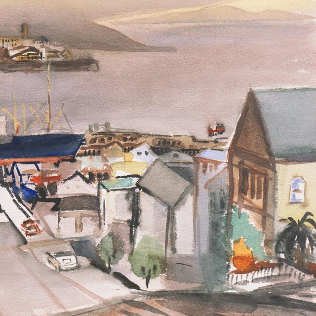 'San Francisco and the Bay' by Elva Senter, Early California Woman Artist, Palo Alto Art Club For Sale - Image 4 of 8