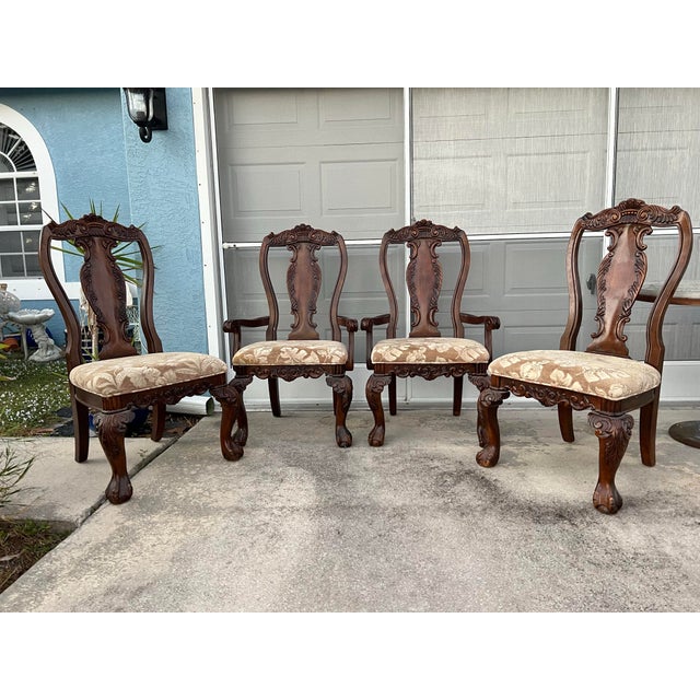 Vintage Wood Chairs With Claw and Ball Feet - Set of 4 For Sale In West Palm - Image 6 of 11