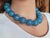 Metal Blue Sponge Quartz Statement Necklace, Huge 24 Mm Round Blue Quartz Beads, Sterling Silver Toggle Clasp, Bold Gemstone Necklace For Sale - Image 7 of 8