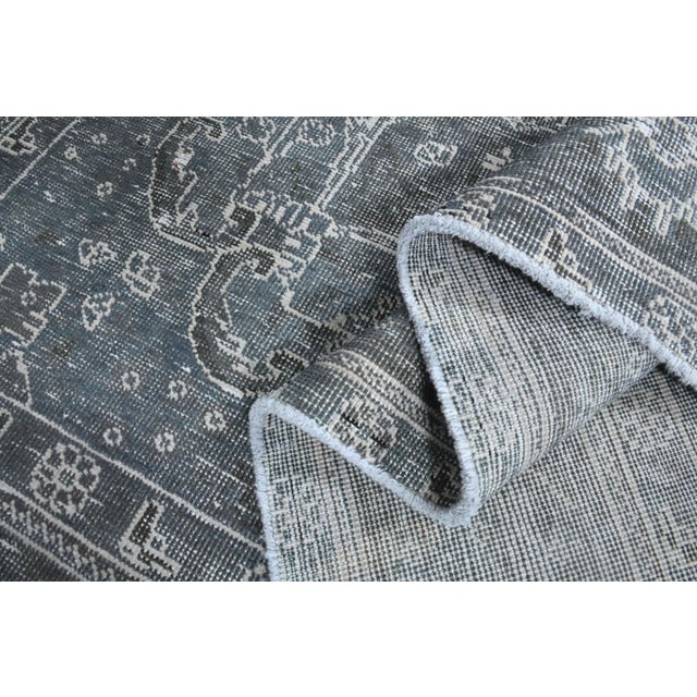 Blue 1970s Vintage Persian Handmade Wool Cotton Blue Area Rug For Sale - Image 8 of 11