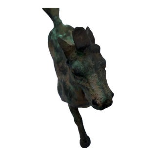 Vintage Han Dynasty Style "Flying Horse of Gansu" Heavy Cast Metal Statue For Sale