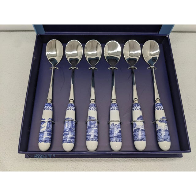 Early 21st Century Early 21st Century Spode Blue Room Blue & White Italian Pattern Teaspoons- Set of 6 For Sale - Image 5 of 7