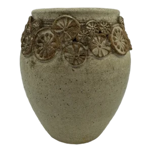 1960s Wishon-Harrell Studio Art Pottery Ceramic Vase With Appliqué Decoration