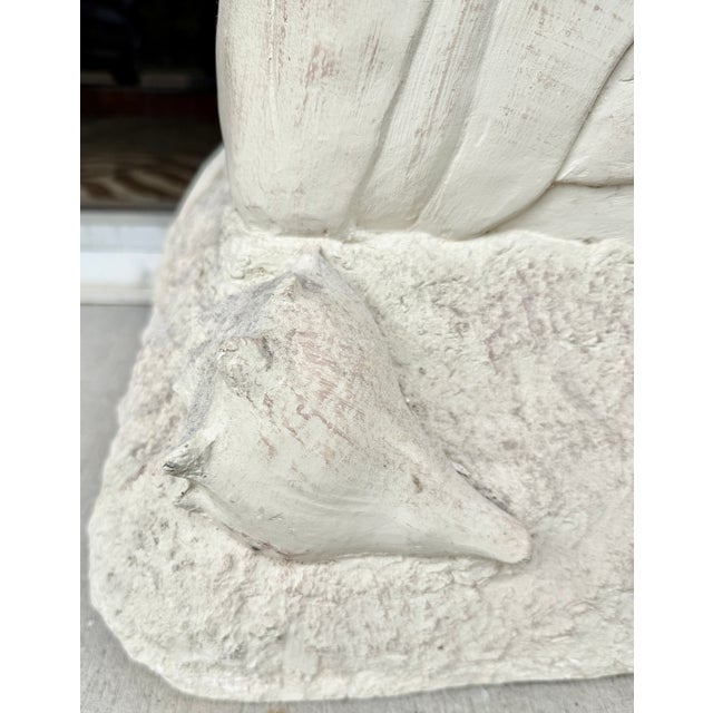 Off-white Vintage Sculptural Plaster Console Table With a Glass Top For Sale - Image 8 of 10