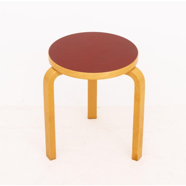 Mid-Century Modern Alvar Aalto for Artek L-Leg Bentwood Stool For Sale - Image 3 of 6
