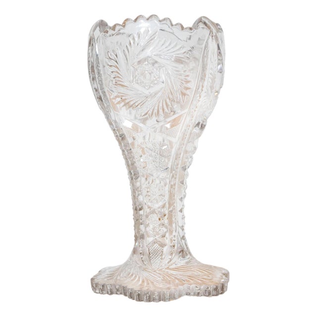 American Brilliant Cut Glass Trumpet Vase, Late 19th–Early 20th Century For Sale