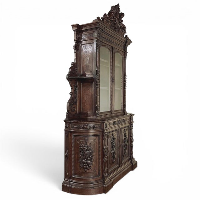 Grand 19th Century French Renaissance Revival Bookcase Signed by Sculptor Benjamin Deguil For Sale - Image 4 of 18