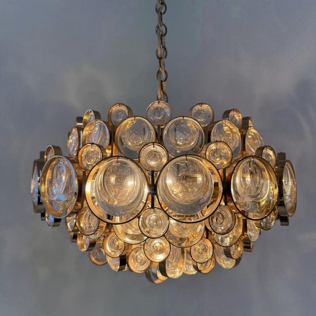 Postmodern 24-Karat Gold-Plated 6-Light Chandelier by Gaetano Sciolari for Palwa, 1970s For Sale - Image 10 of 18