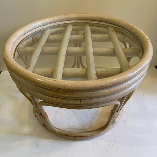 Vintage Small Rattan Glass Top Table Chairish