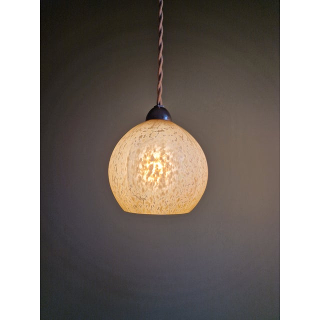 Glass Art Deco Pendant Light in Pink Speckled Glass, 1920s For Sale - Image 7 of 16