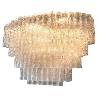 Large 1970s Venini Murano Glass Chandelier With Five Tiers For Sale