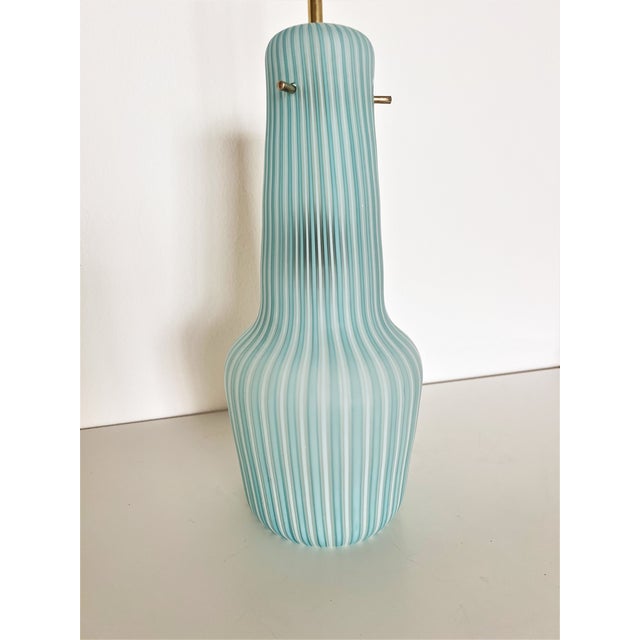 Italian Pendant Lamp in Striped Glass and Brass from Venini, 1960s For Sale - Image 15 of 18