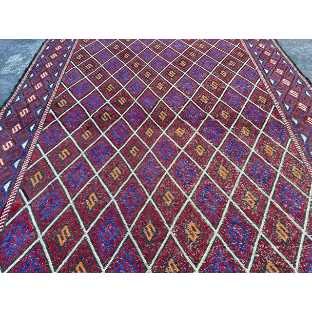 Islamic Vintage Afghan Baluchi Tribal Kilim Rug For Sale - Image 3 of 9