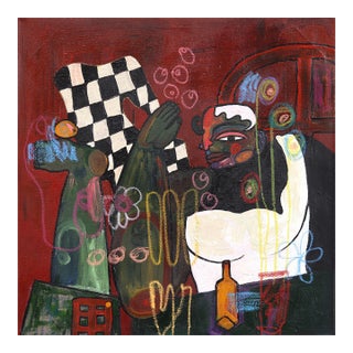 Crazy Apartment - Abstract Figurative Cubist Portrait Still Life Painting by Valerie Etitinwo For Sale