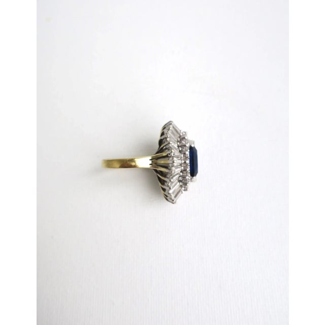 Silver Cocktail Ring Faux Diamonds and Sapphire, Circa 1960s For Sale - Image 8 of 11