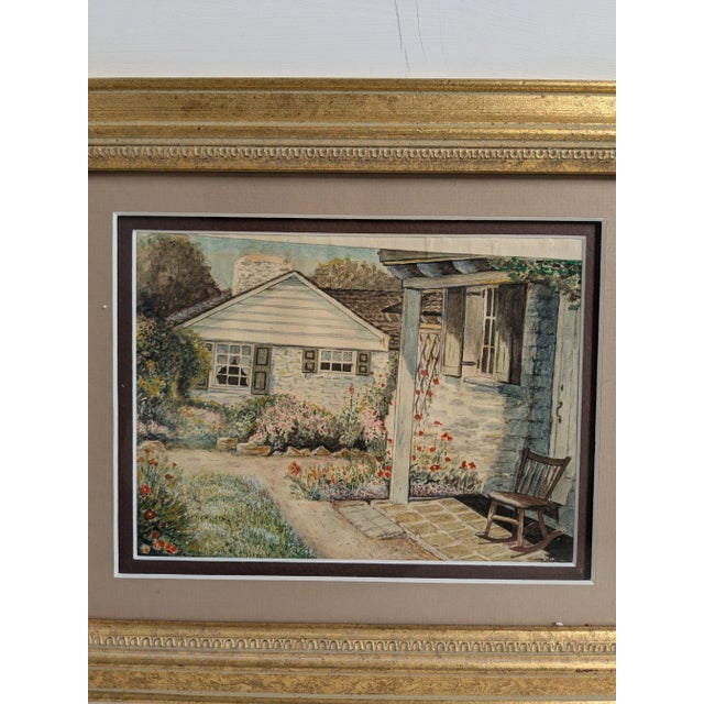 1920s 1920s Watercolor of Country Cottage by w.c. Vincent – Framed Vintage Landscape For Sale - Image 5 of 7