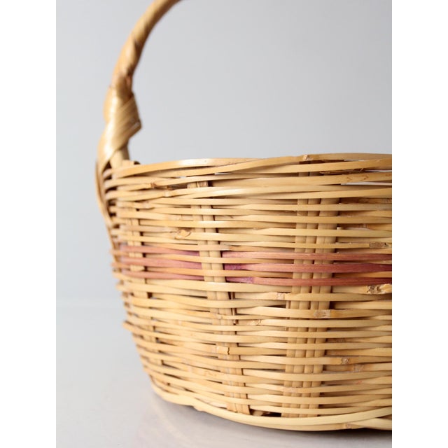 Vintage Woven Gathering Basket With Handle For Sale - Image 4 of 12