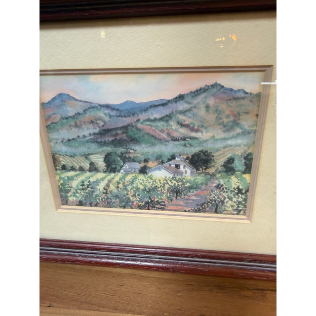 2010s Ellie Marshall Watercolor Landscapes, Set of Two For Sale - Image 5 of 12