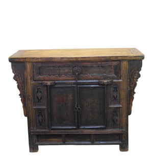 Antique Naturally Distressed & Aged Elm Altar Cabinet