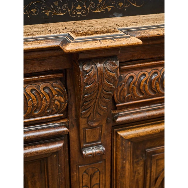 Brown Renaissance Buffet in Walnut Wood, 1700 For Sale - Image 8 of 12
