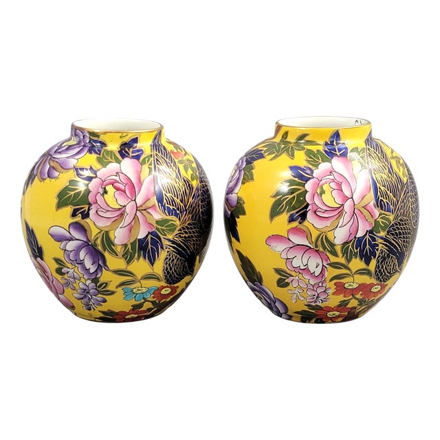 Patent Ironstone Posy Vases with Birds from Mason's, 1915, Set of 2 For Sale