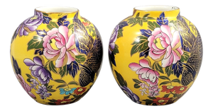 Patent Ironstone Posy Vases with Birds from Mason's, 1915, Set of 2