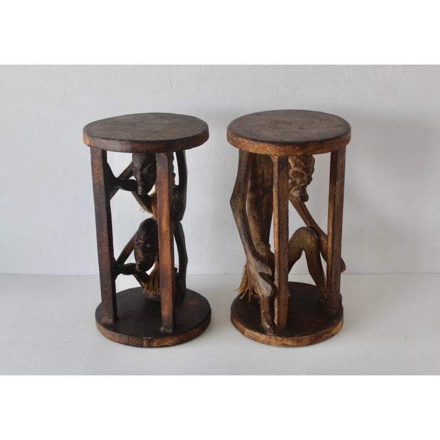 Vintage African Figural Carved Tables-a Pair For Sale - Image 15 of 18