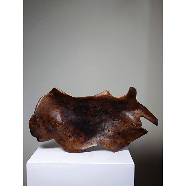 Large Bowl in Dark Raw Wood, 1950s For Sale - Image 4 of 17