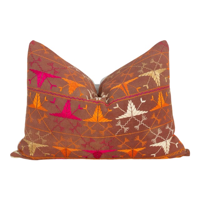 Ella Antique Indian Folk Lumbar Pillow For Sale