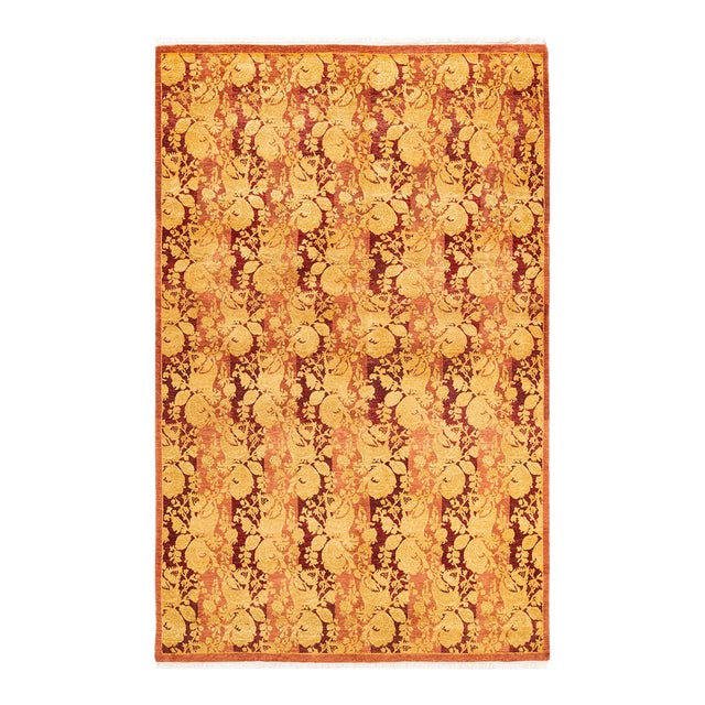 Mogul, One-of-a-Kind Hand-Knotted Area Rug - Pink, 4' 7" x 7' 0" For Sale